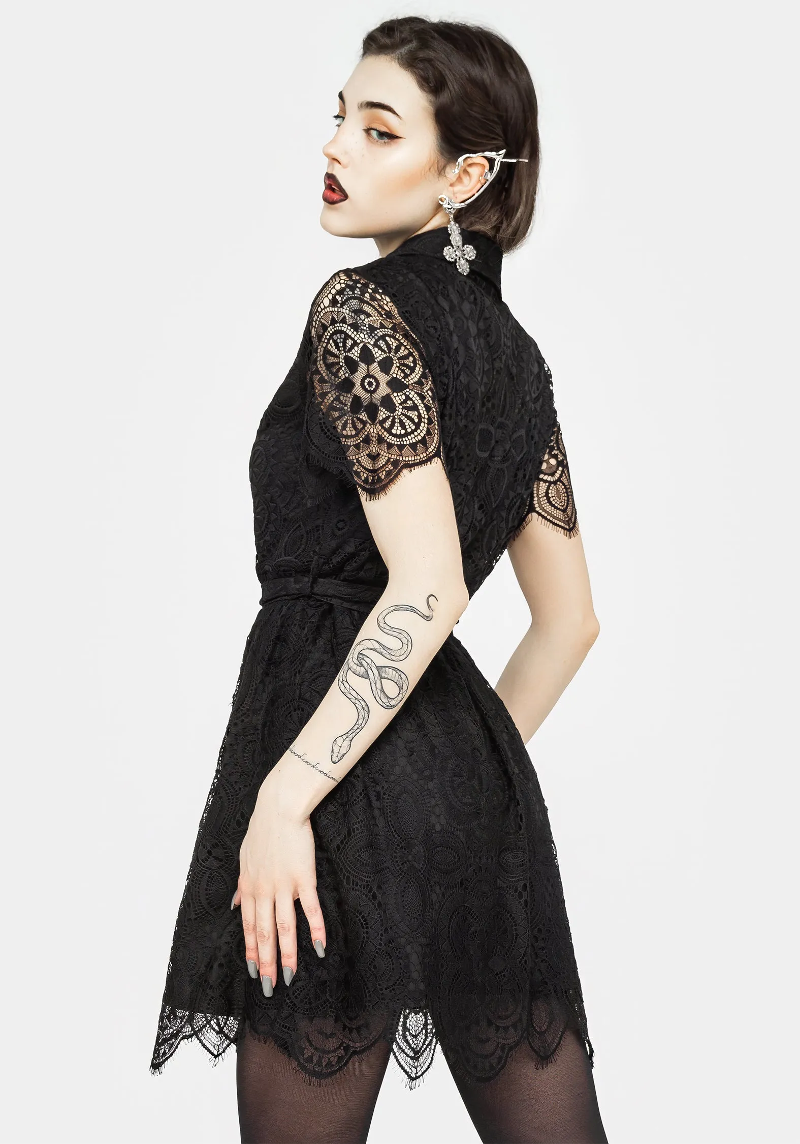 Harmonia Lace Mini Shirt Dress sold by Disturbia product image thumbnail 3