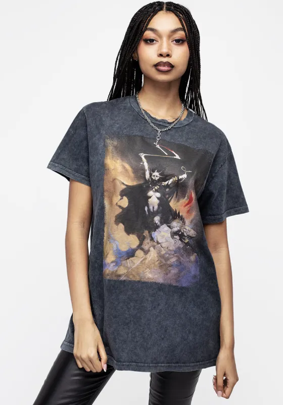 Frazetta Woman with Scythe Short Sleeve T-Shirt sold by Disturbia