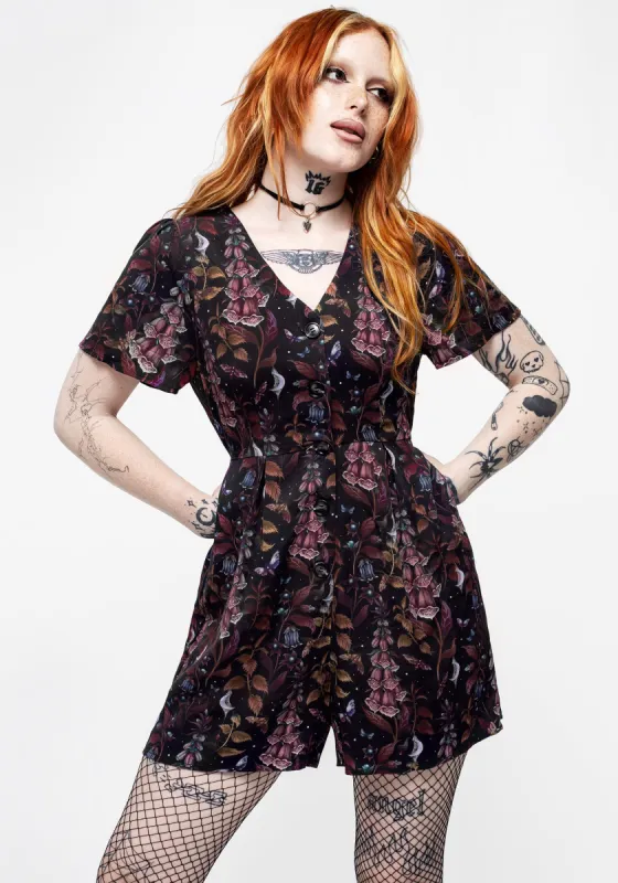Foxglove Button Up Playsuit sold by Disturbia