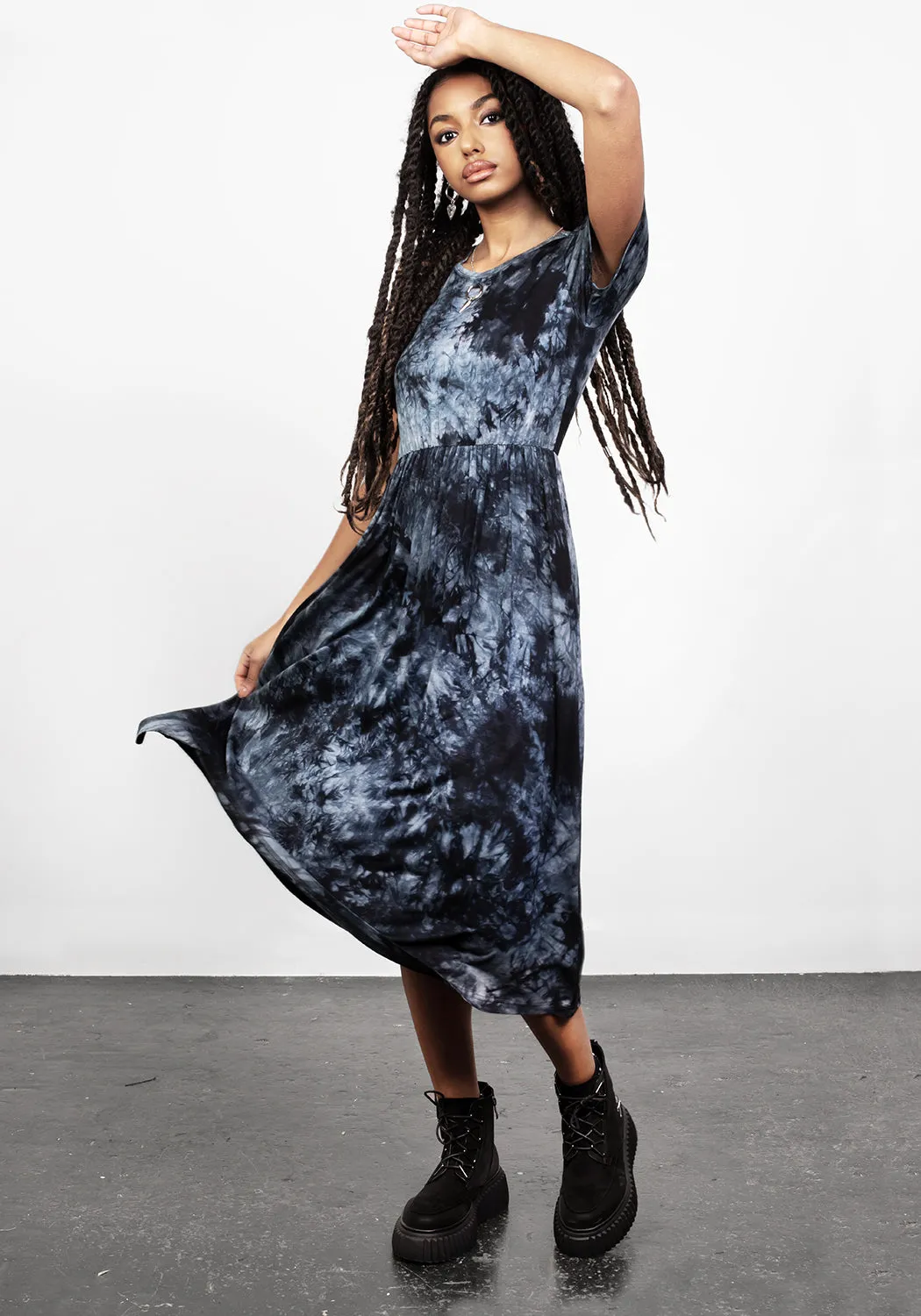 DRACONIC TIE DYE MIDI SKATER DRESS sold by Disturbia