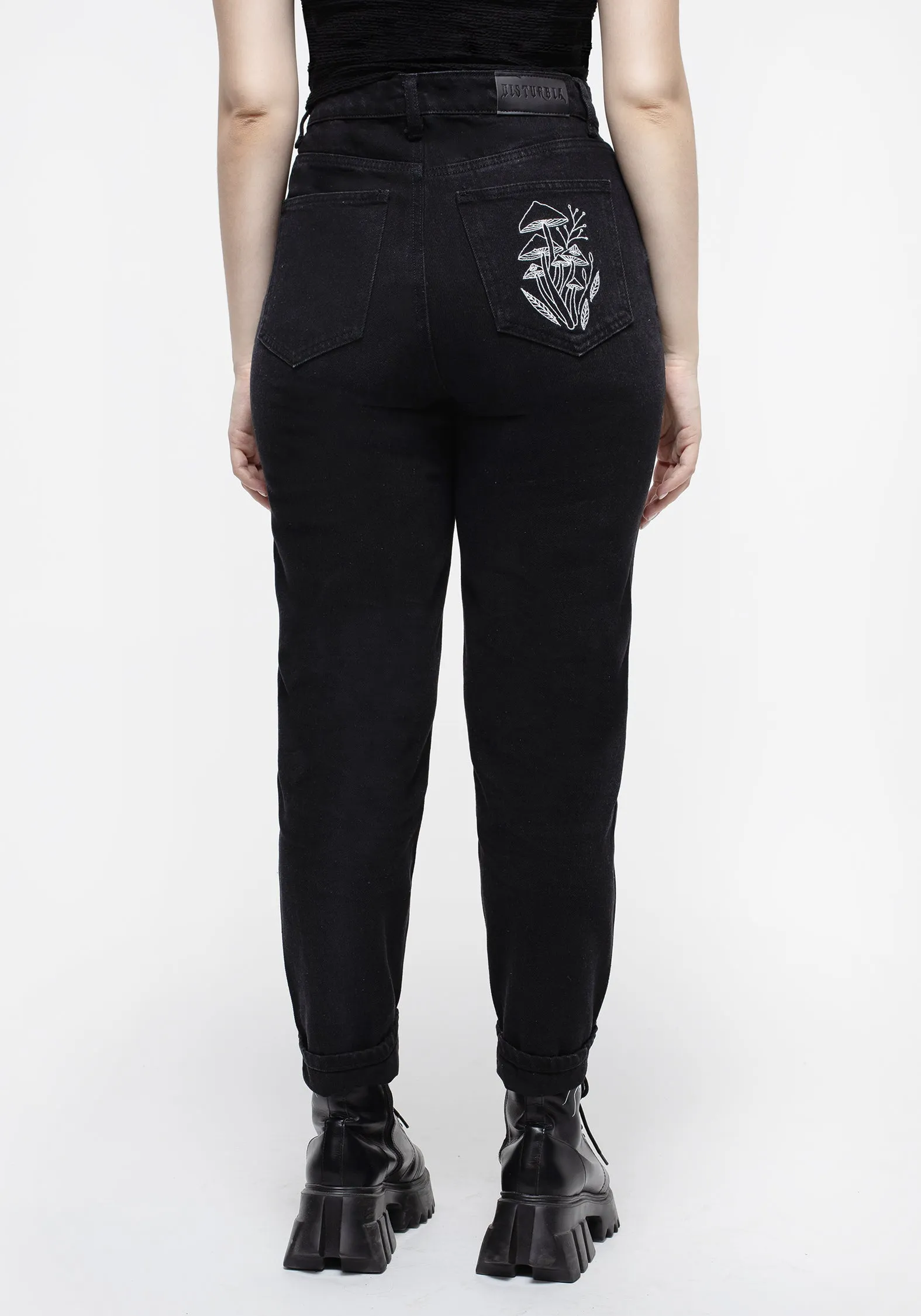 Mycena Mushroom Embroidered Mom Jean sold by Disturbia product image thumbnail 3