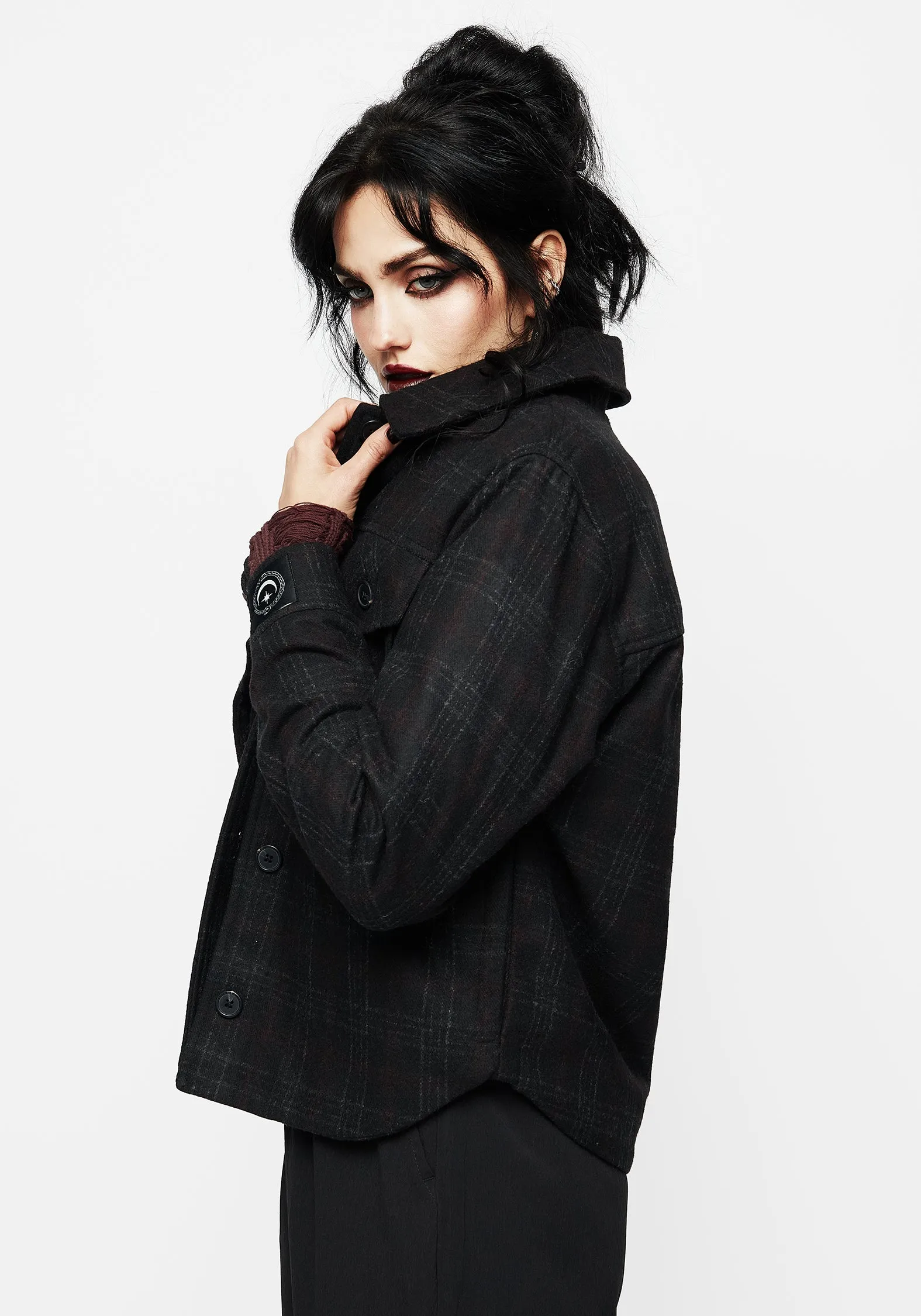 Rubus Pocket Wool Blend Check Shacket sold by Disturbia product image thumbnail 5