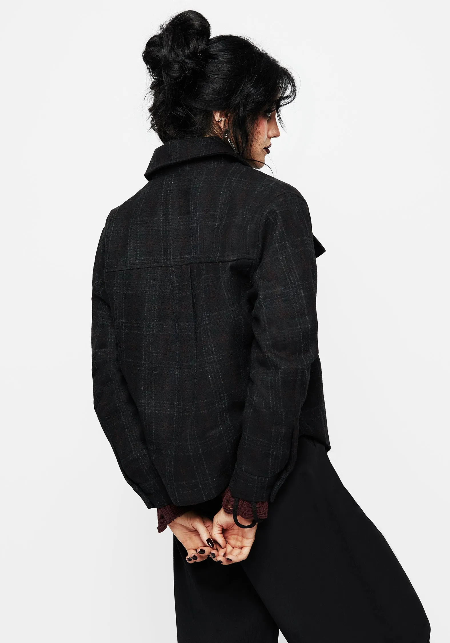 Rubus Pocket Wool Blend Check Shacket sold by Disturbia product image thumbnail 3