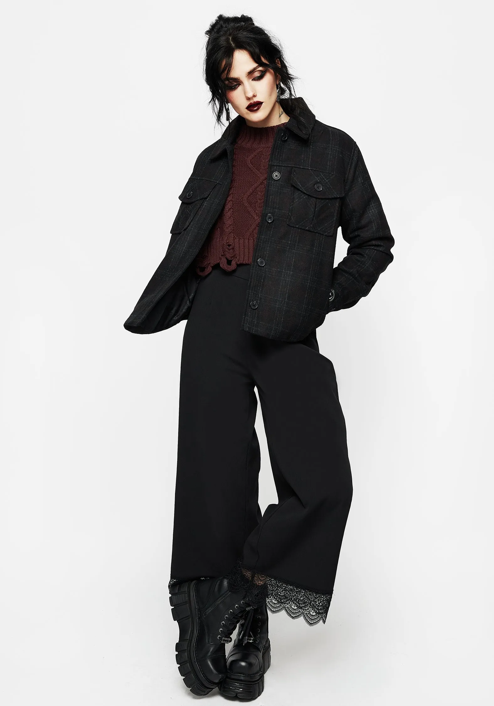 Rubus Pocket Wool Blend Check Shacket sold by Disturbia product image thumbnail 4