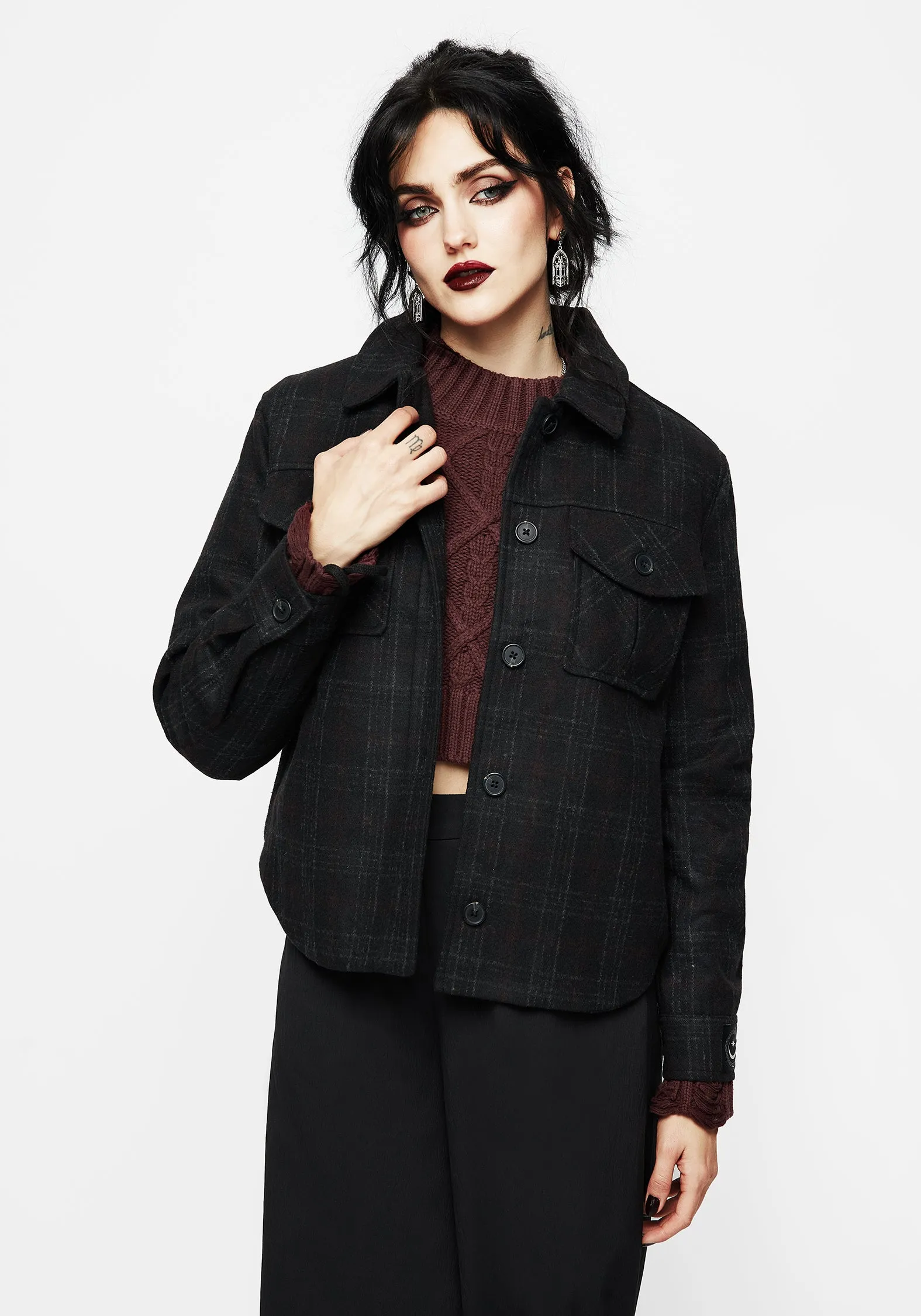 Rubus Pocket Wool Blend Check Shacket sold by Disturbia