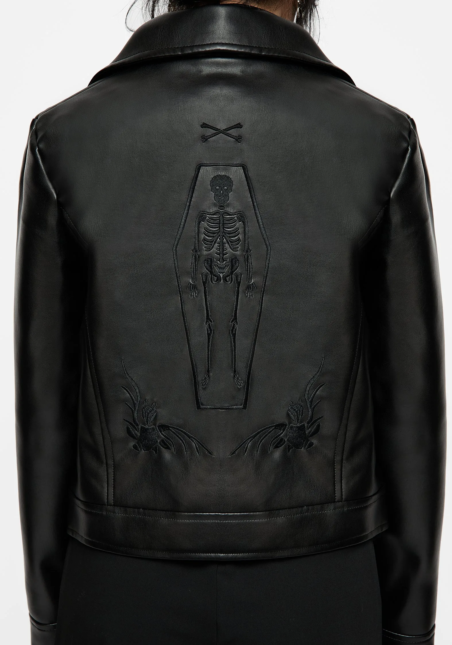 Mori Embroidered Faux Leather Jacket sold by Disturbia product image thumbnail 3