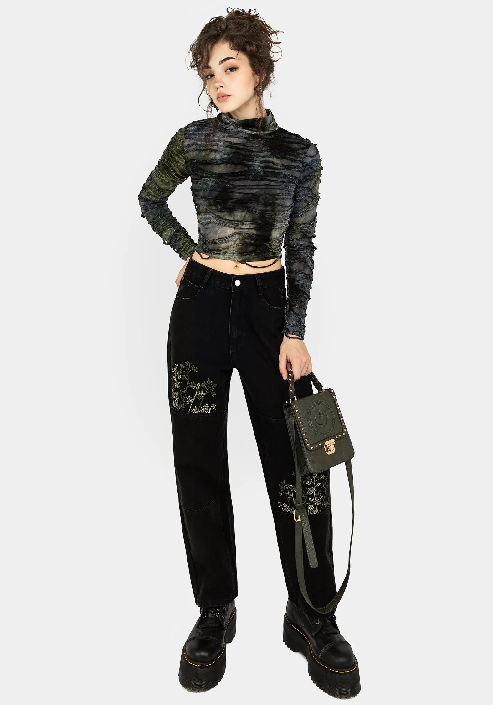 Chlorella Distressed Long Sleeve Top sold by Disturbia product image thumbnail 4