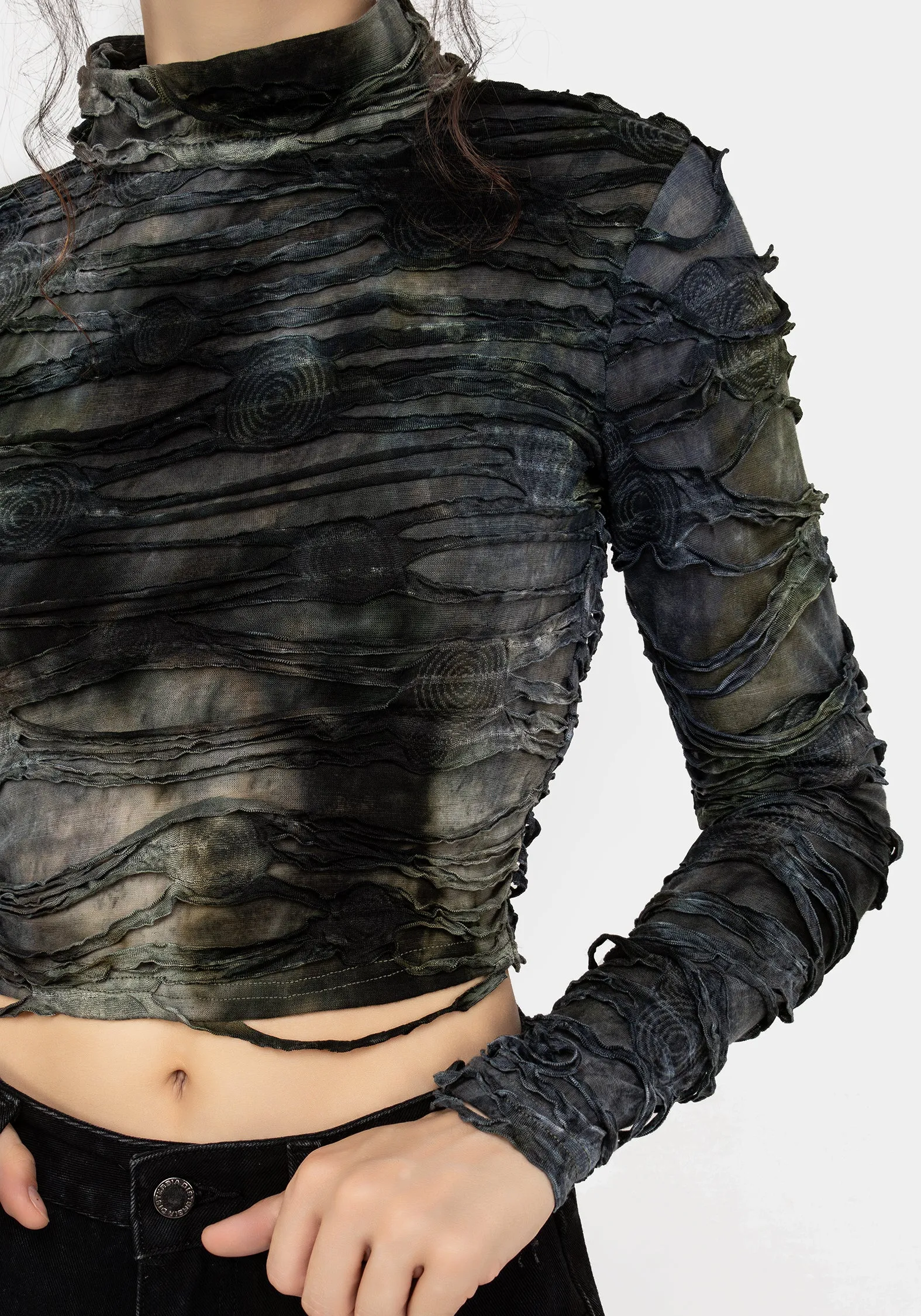 Chlorella Distressed Long Sleeve Top sold by Disturbia product image thumbnail 5