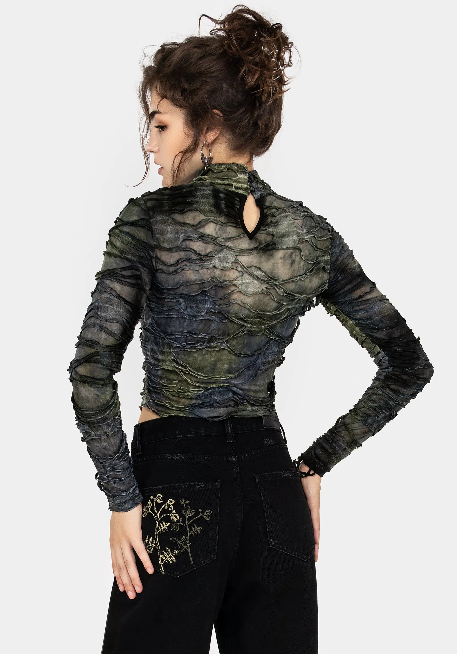 Chlorella Distressed Long Sleeve Top sold by Disturbia product image thumbnail 3