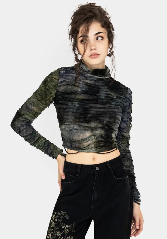 Chlorella Distressed Long Sleeve Top sold by Disturbia