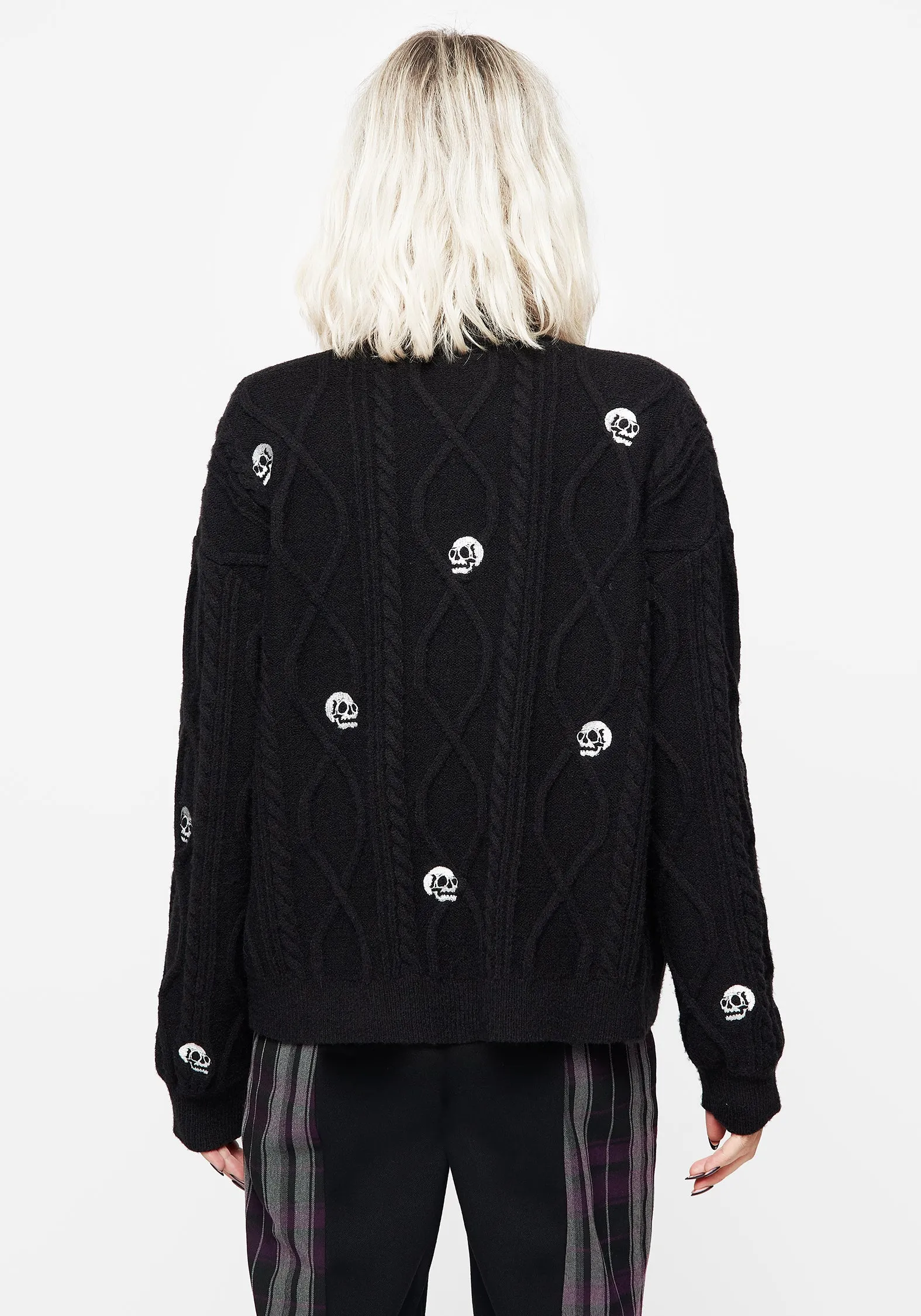 Bones Embroidered Cable Knit Cardigan sold by Disturbia product image thumbnail 3