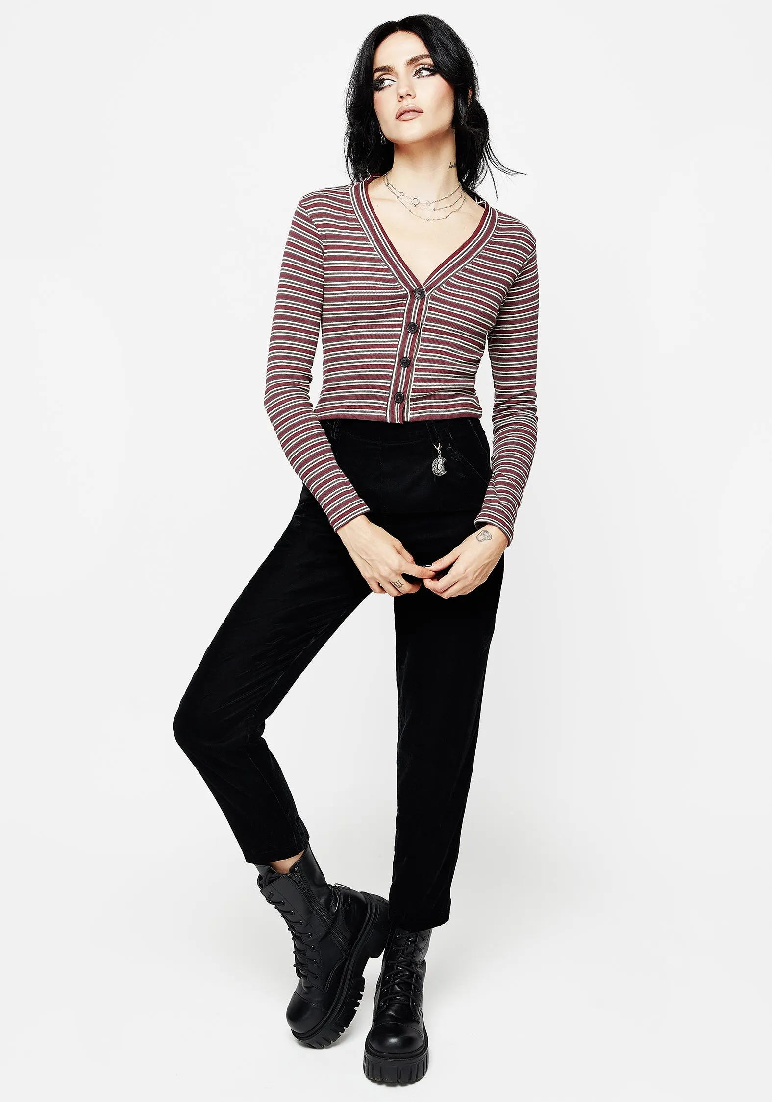 Calliophis Stripe Crop Cardigan sold by Disturbia product image thumbnail 4