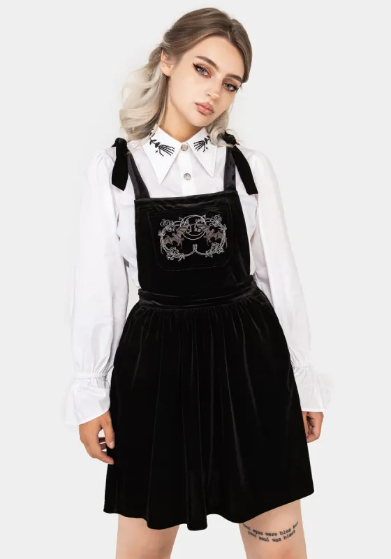 Vampyrum Bat Embroidered Mini Pinafore Dress sold by Disturbia