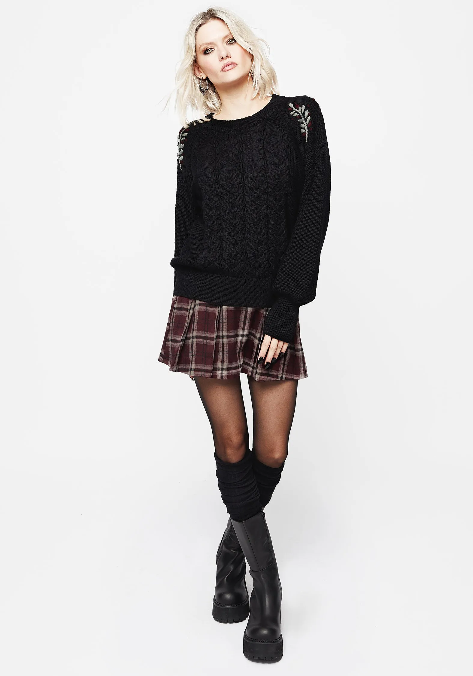 Patrice Embroidered Cable Knit Jumper sold by Disturbia product image thumbnail 4