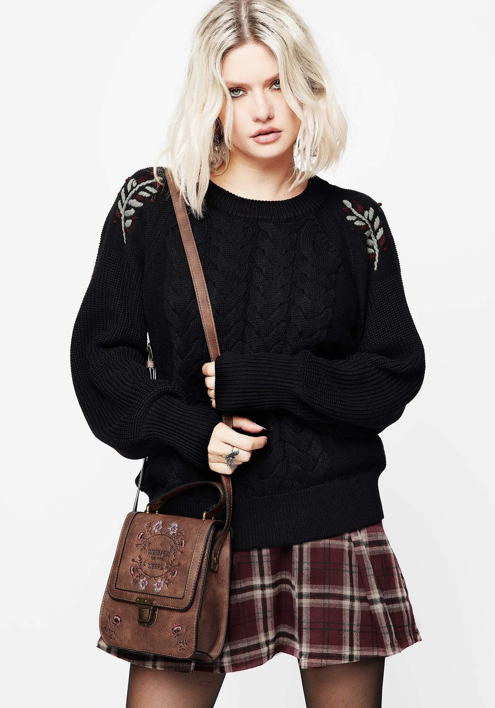 Patrice Embroidered Cable Knit Jumper sold by Disturbia