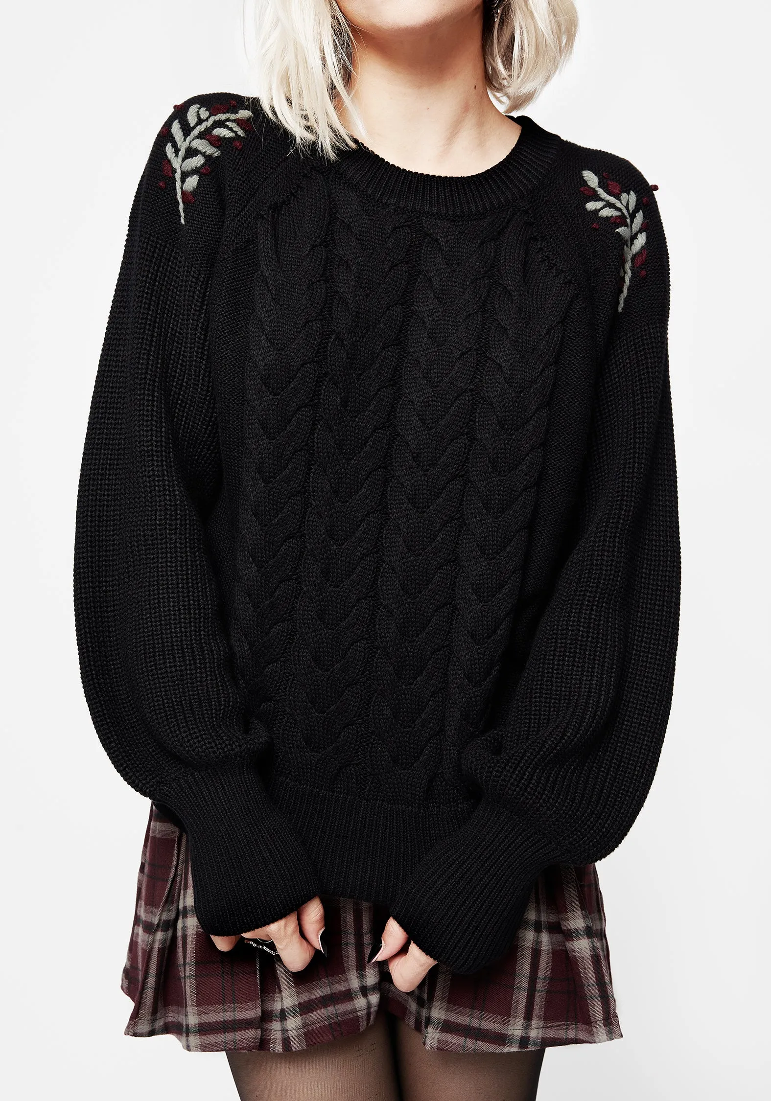 Patrice Embroidered Cable Knit Jumper sold by Disturbia product image thumbnail 5