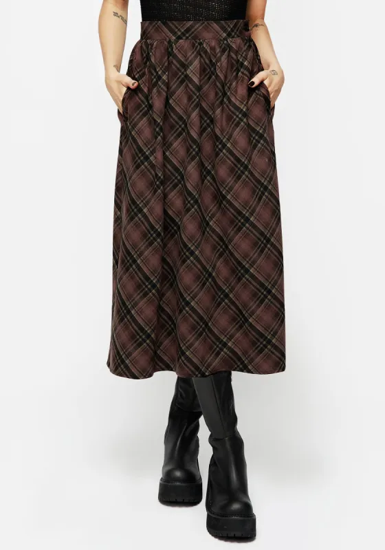 Hickory Check Midi Skirt sold by Disturbia