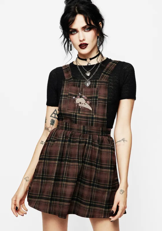 Hickory Embroidered Check Mini Pinafore Dress sold by Disturbia
