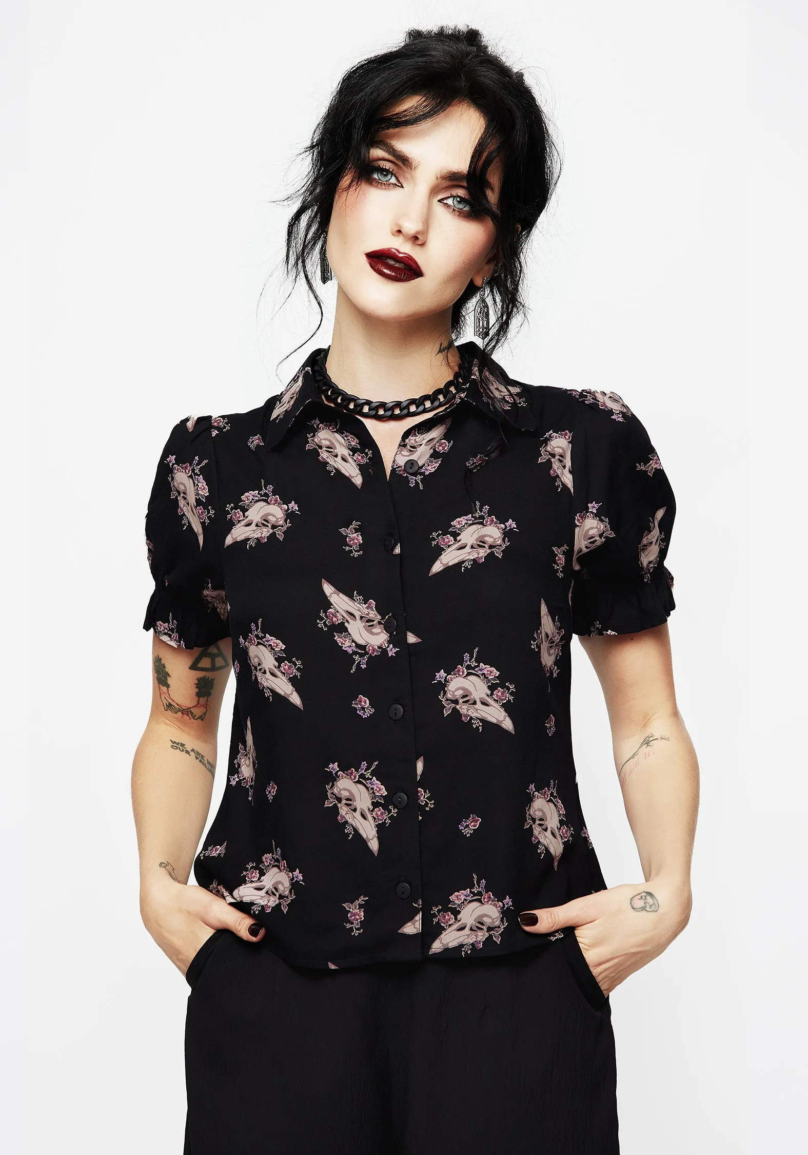 Carrion Button Up Blouse Top sold by Disturbia product image thumbnail 5