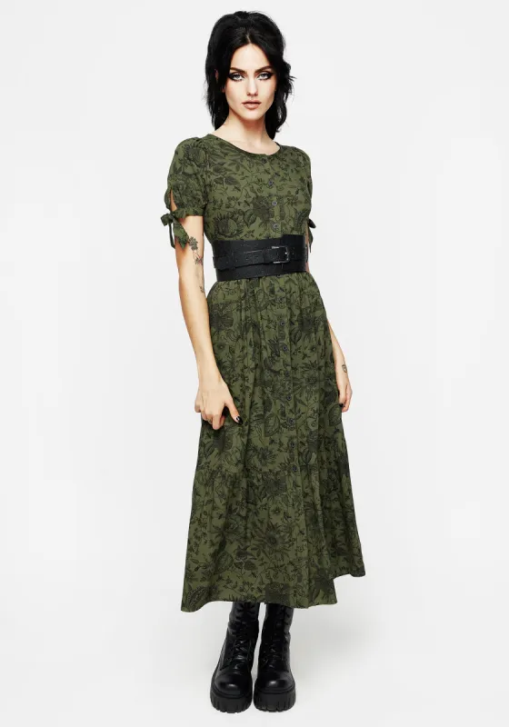 Meadowflowers Floral Print Button Up Tiered Midaxi Dress sold by Disturbia