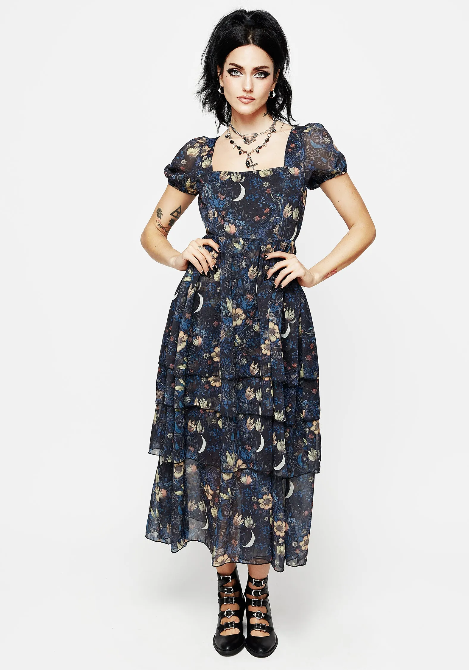 Primrose Floral Chiffon Layered Midaxi Dress sold by Disturbia product image thumbnail 5