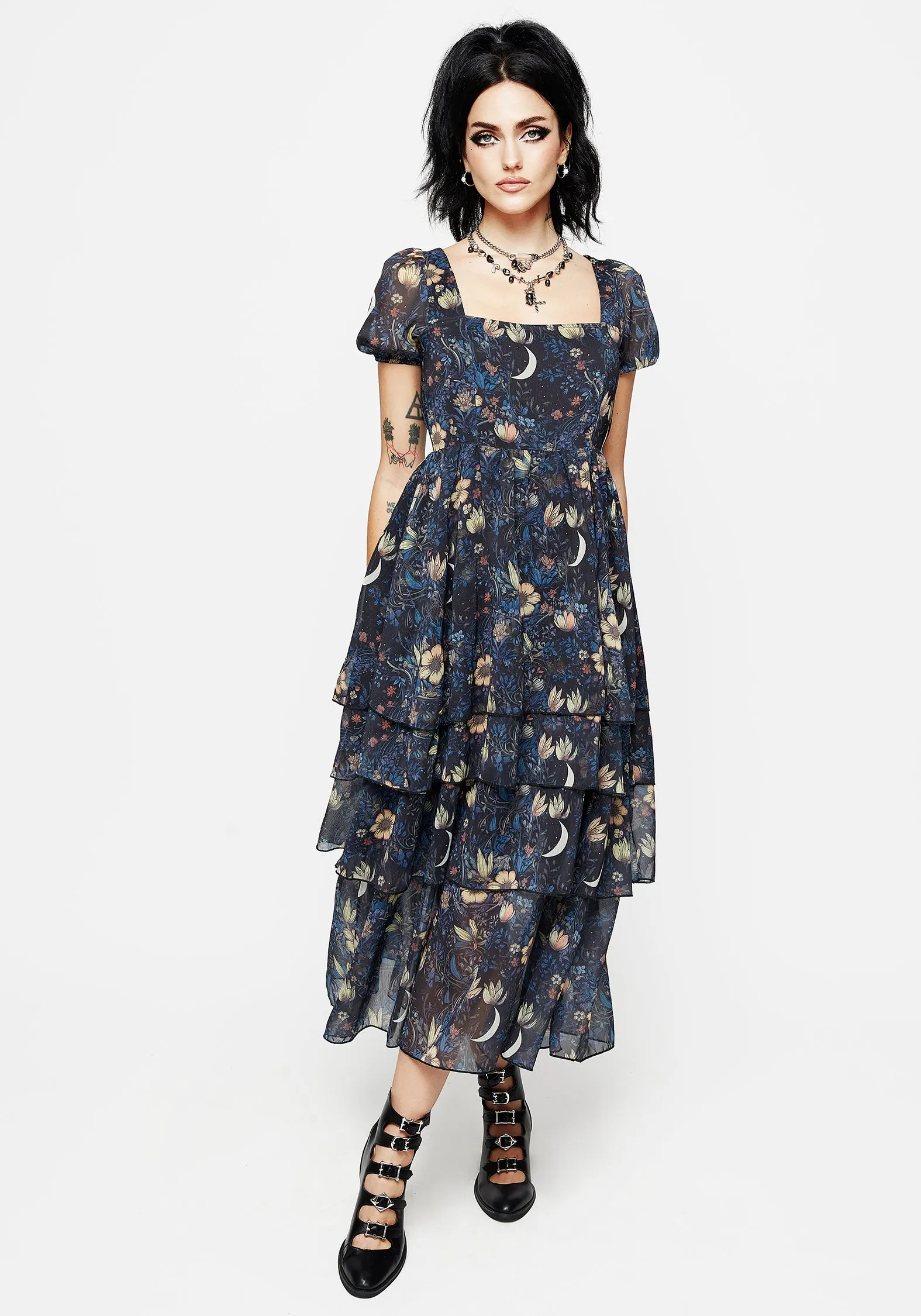 Primrose Floral Chiffon Layered Midaxi Dress sold by Disturbia