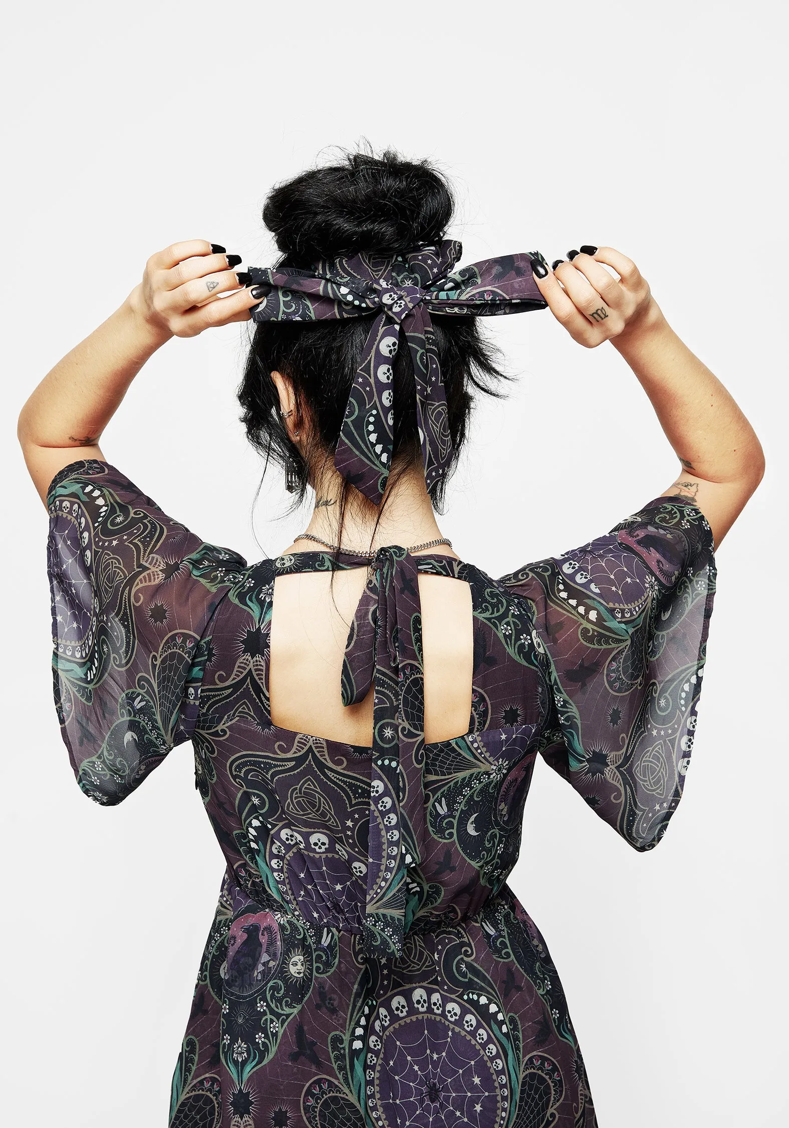 Clarette Chiffon Bow Hair Scrunchie sold by Disturbia product image thumbnail 3