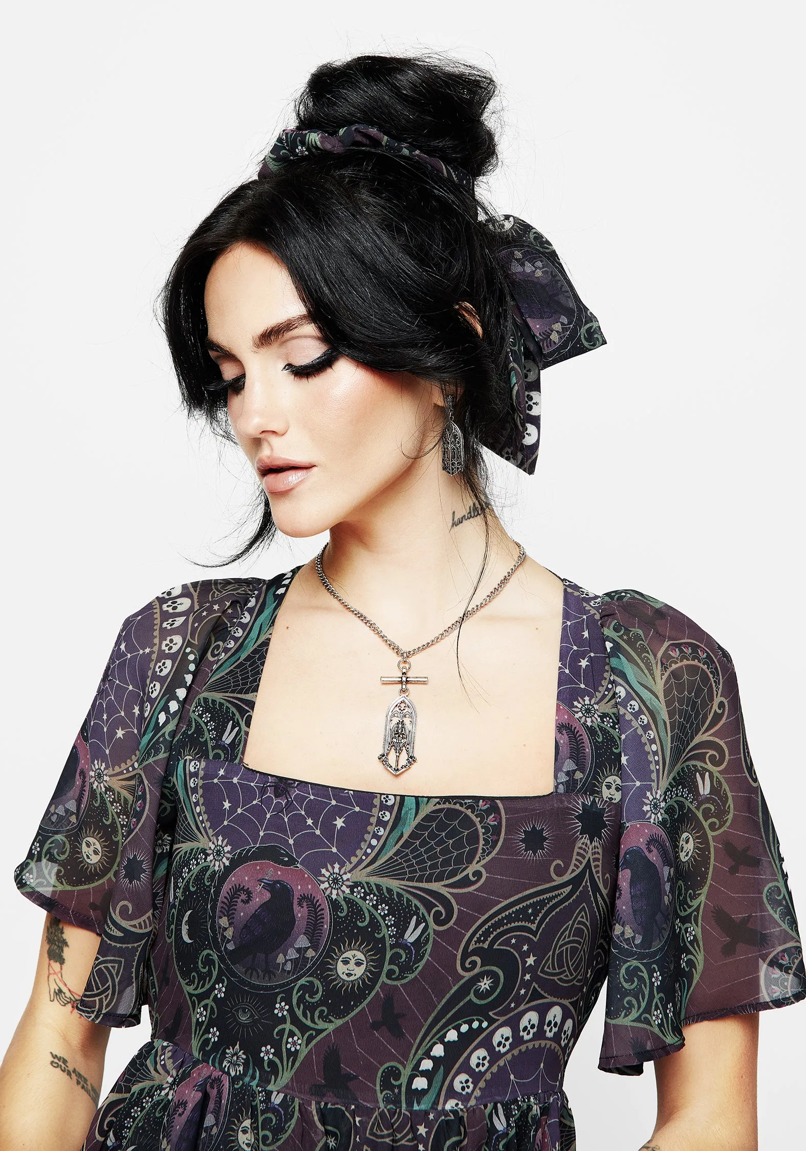 Clarette Chiffon Bow Hair Scrunchie sold by Disturbia product image thumbnail 4