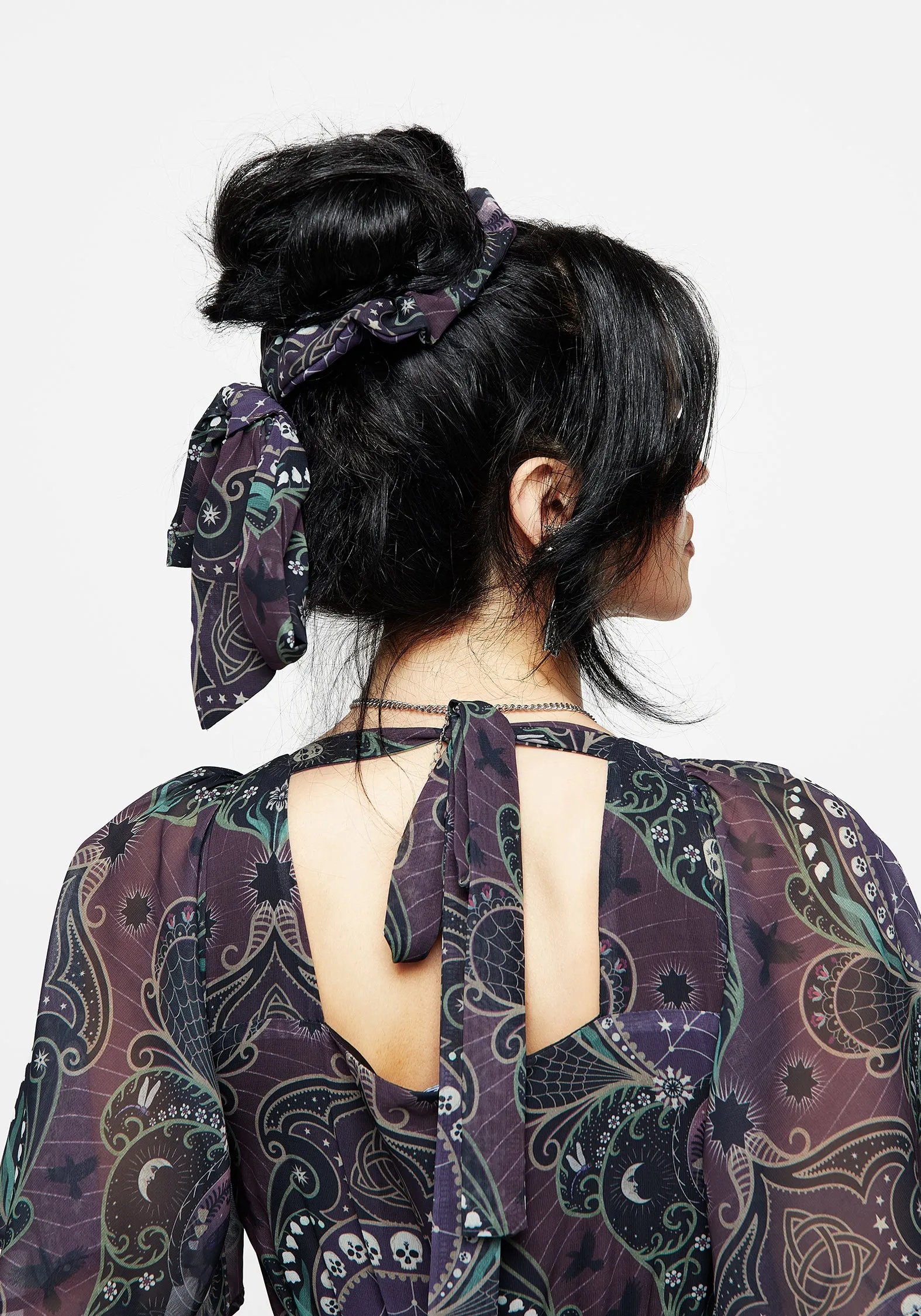 Clarette Chiffon Bow Hair Scrunchie sold by Disturbia product image thumbnail 5