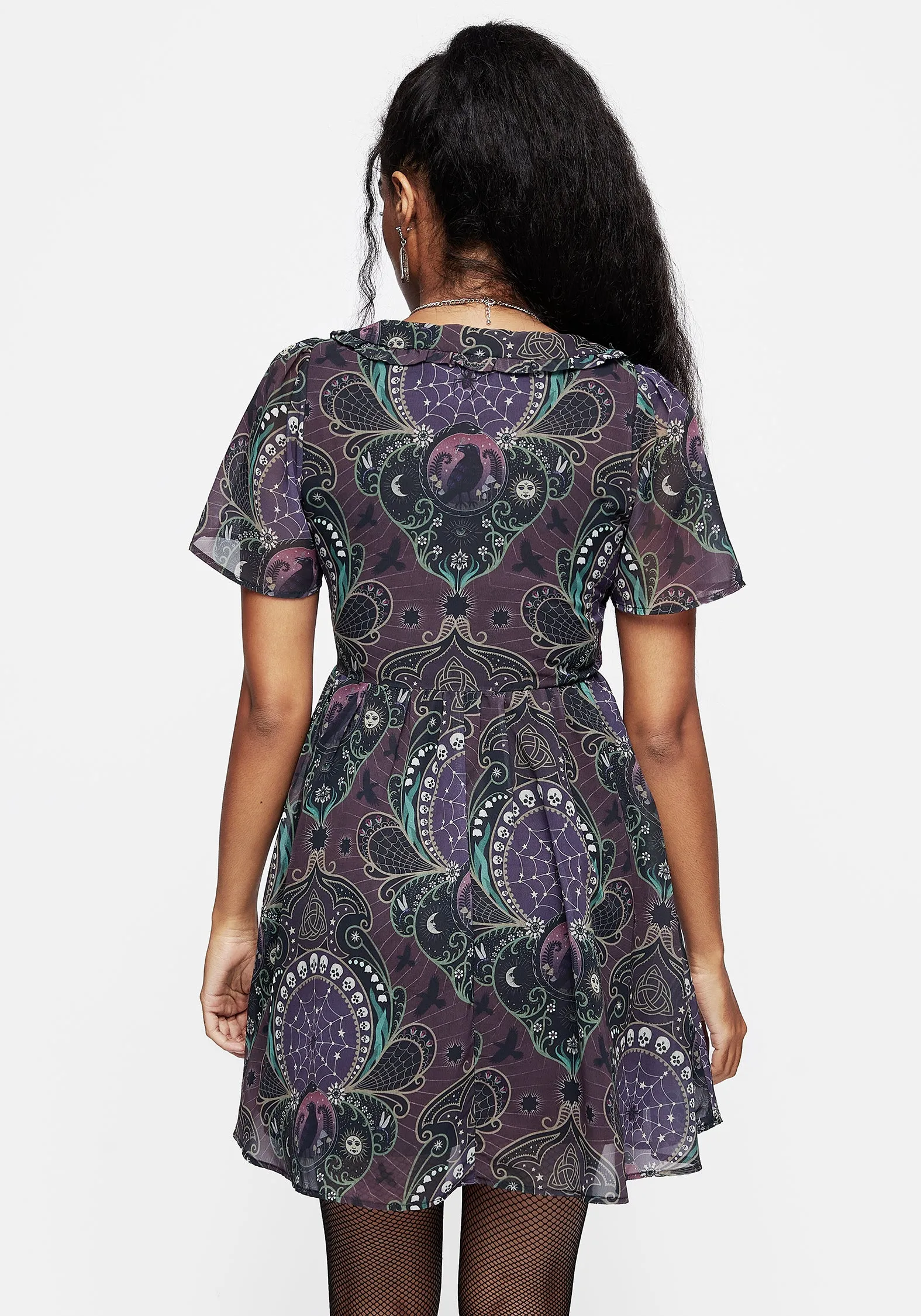 Clarette Chiffon Frill Collar Mini Shirt Dress sold by Disturbia product image thumbnail 3