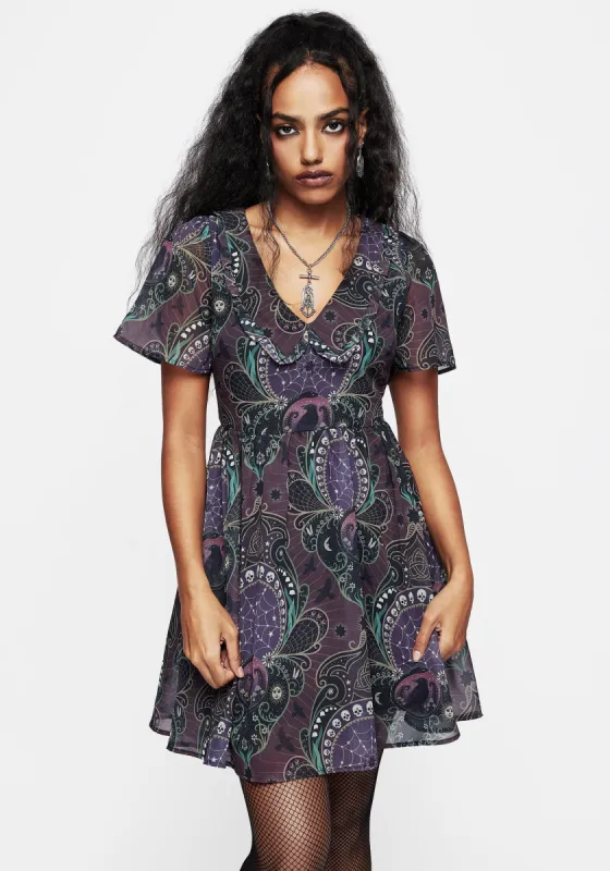 Clarette Chiffon Frill Collar Mini Shirt Dress sold by Disturbia
