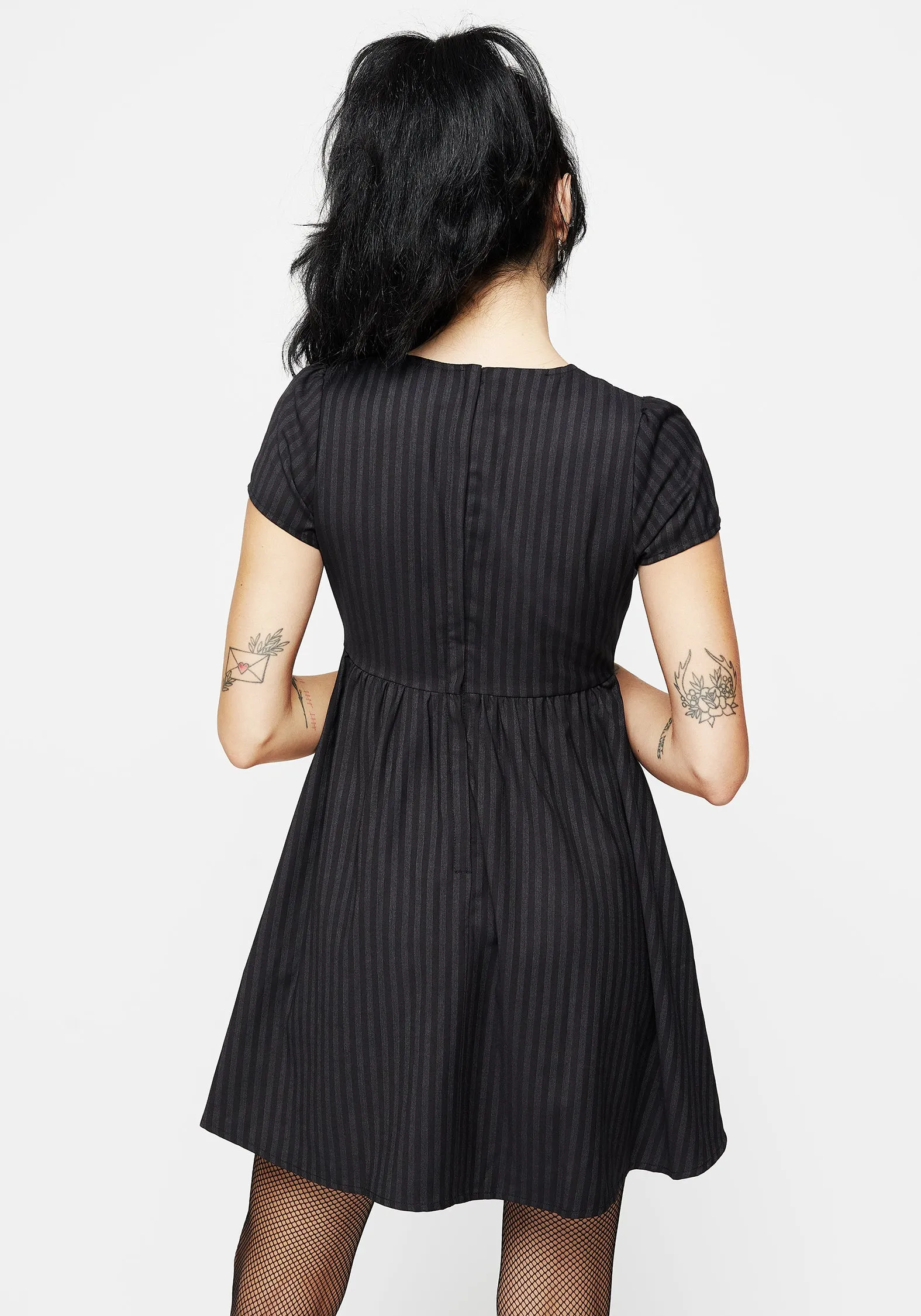 Deceased Embroidered Striped Mini Skater Dress sold by Disturbia product image thumbnail 3