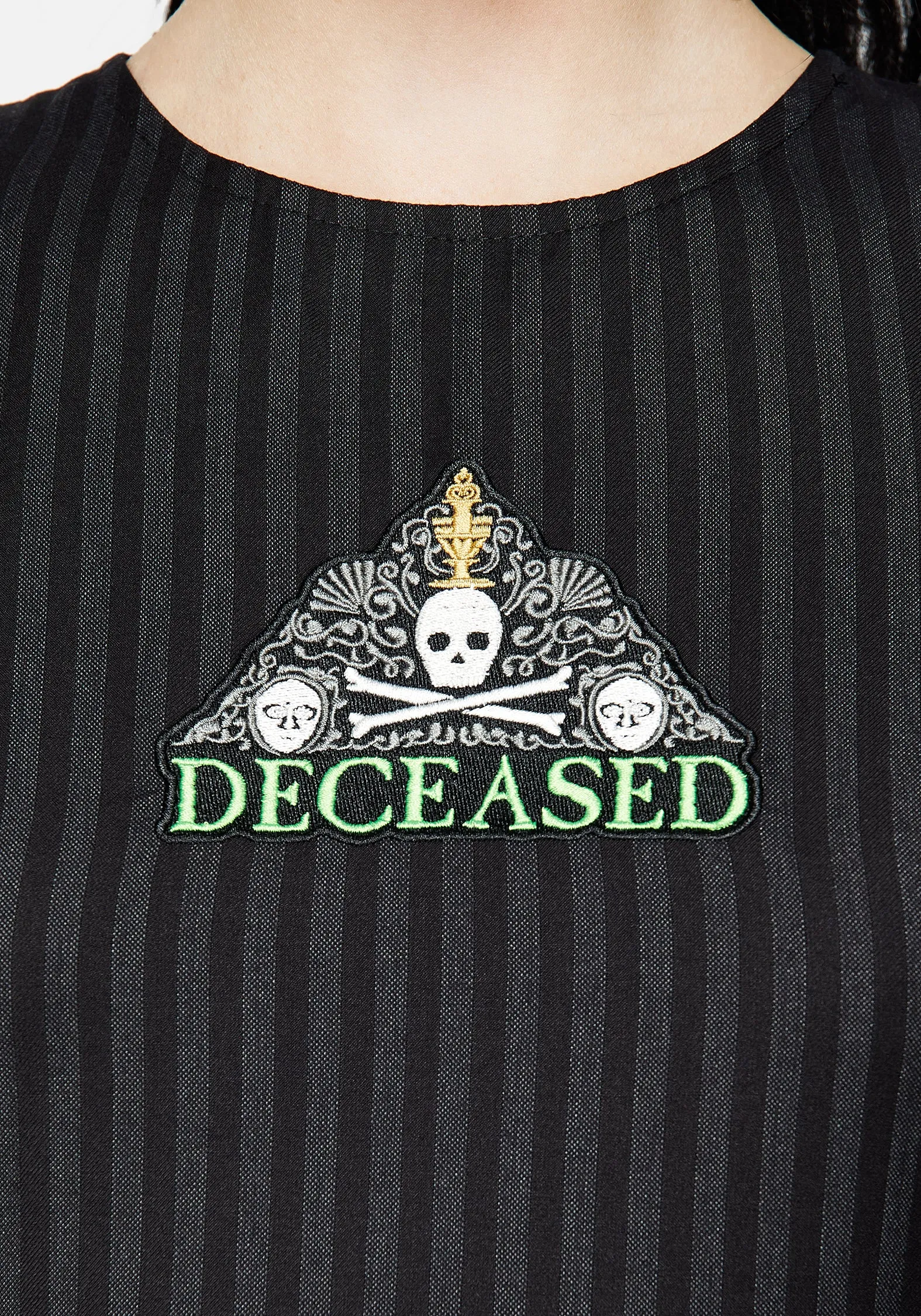 Deceased Embroidered Striped Mini Skater Dress sold by Disturbia product image thumbnail 2