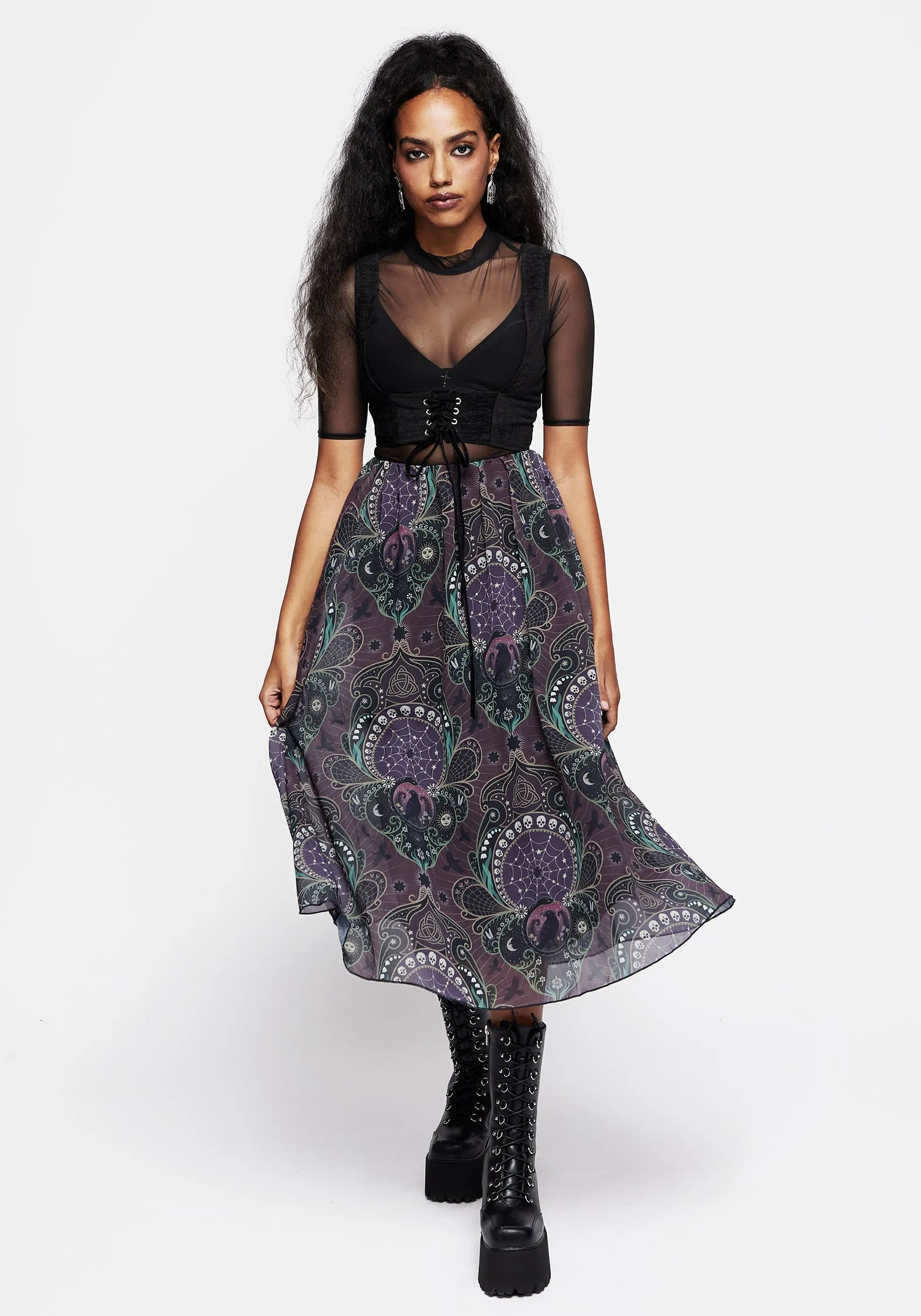 Clarette Chiffon Layered Midi Skirt sold by Disturbia product image thumbnail 4