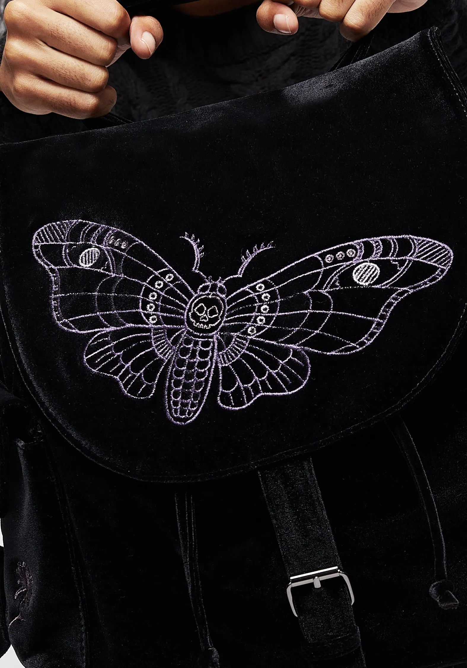 Atropos Moth Embroidered Satchel Backpack sold by Disturbia product image thumbnail 3