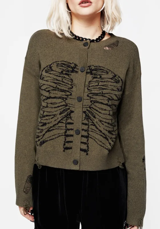 Vertebrae Graphic Knit Crop Cardigan sold by Disturbia