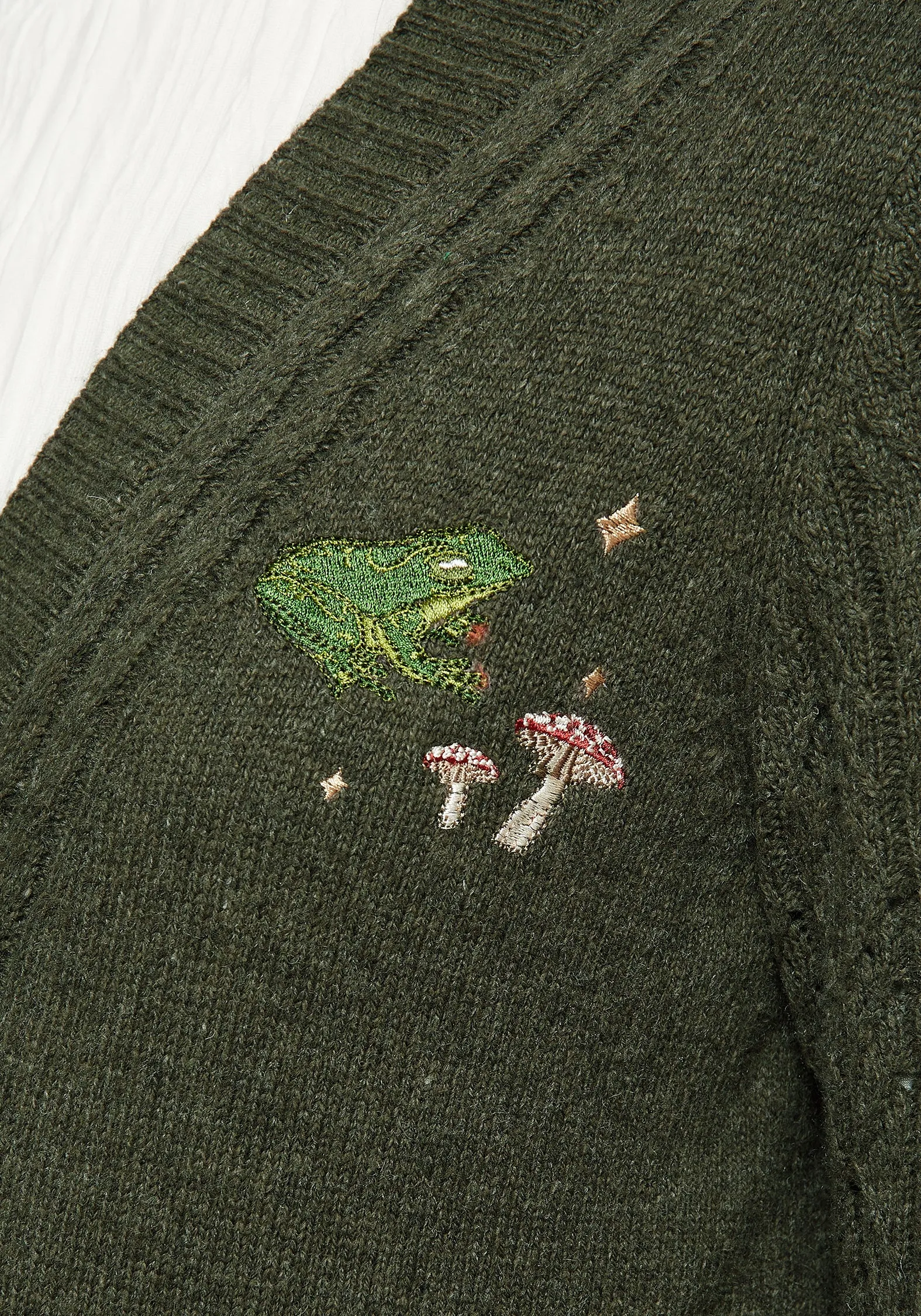 Swamplife Embroidered Cable Knit Longline Cardigan sold by Disturbia product image thumbnail 2