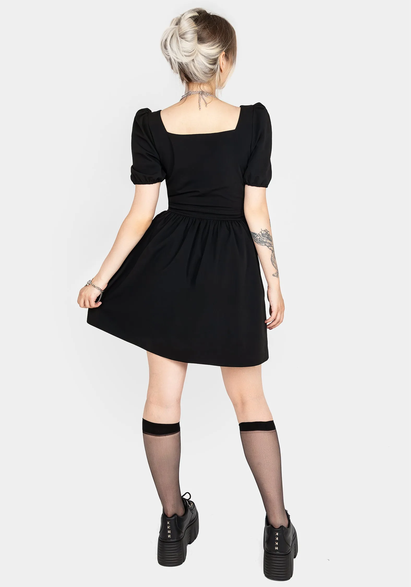 Vampyrum Bat Embroidered Puff Sleeve Mini Dress sold by Disturbia product image thumbnail 3