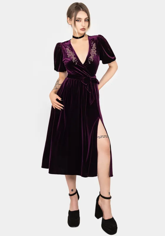 Hera Embroidered Midi Wrap Dress sold by Disturbia