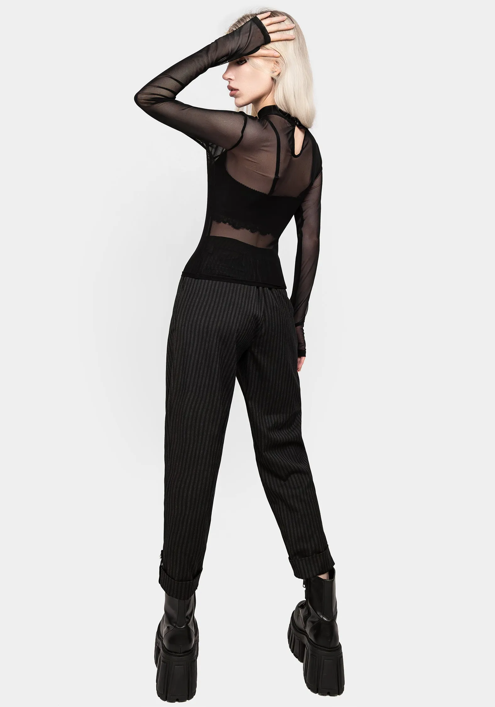 Necrosis High Neck Long Sleeve Mesh Top sold by Disturbia product image thumbnail 3