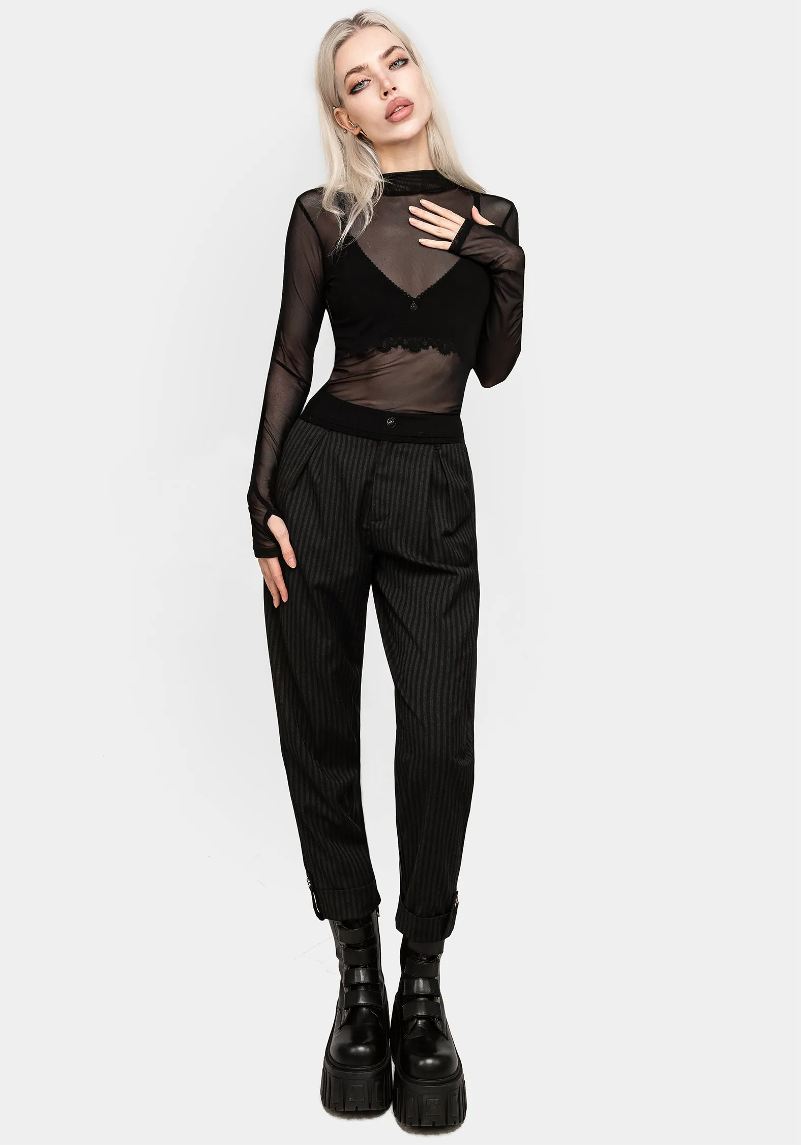 Necrosis High Neck Long Sleeve Mesh Top sold by Disturbia product image thumbnail 4