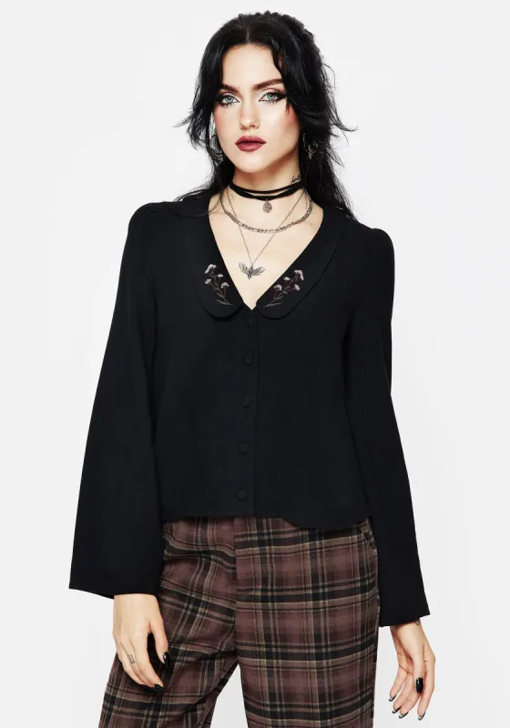 Penstemon Floral Embroidered Collar Top sold by Disturbia