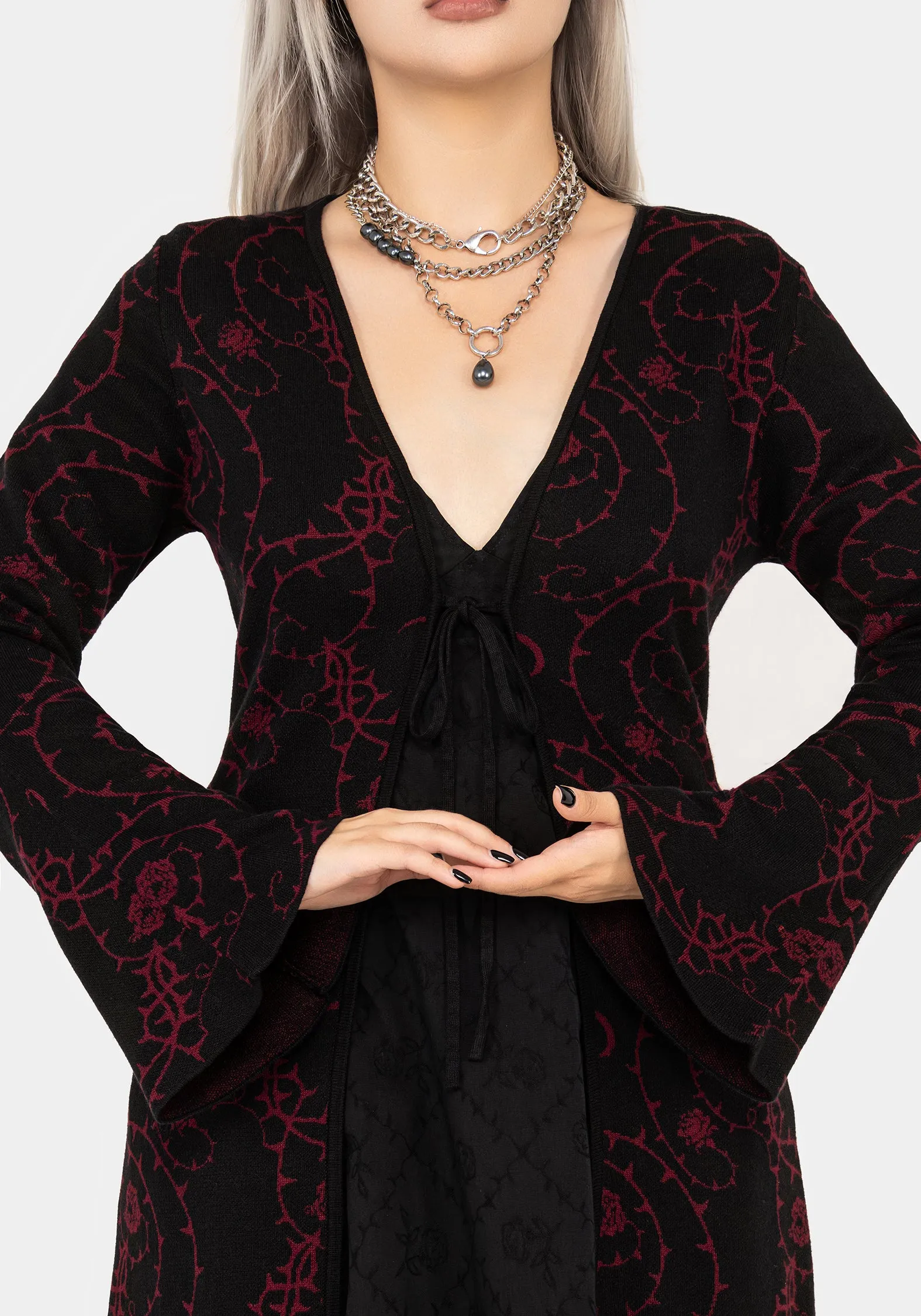 Thorns Knit Longline Cardigan sold by Disturbia product image thumbnail 5