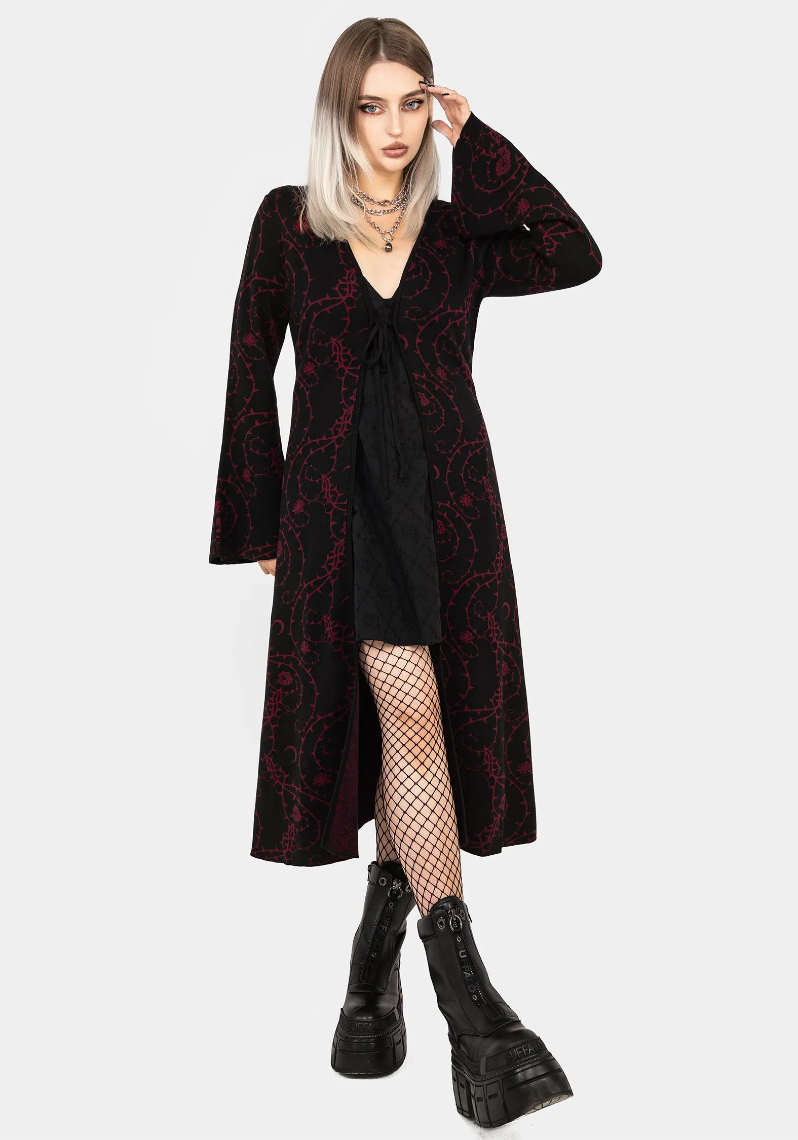 Thorns Knit Longline Cardigan sold by Disturbia product image thumbnail 4