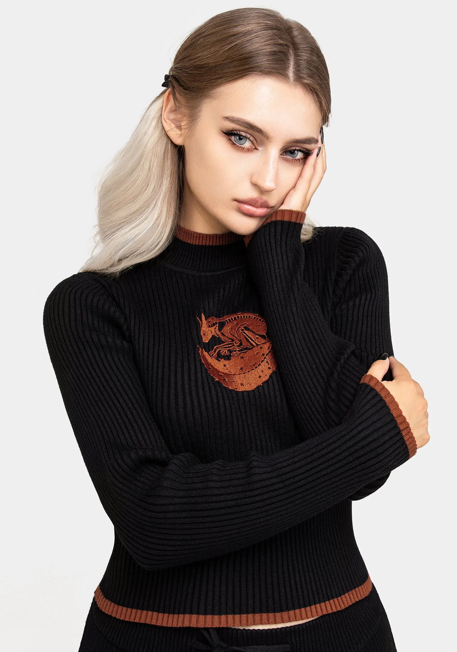 Kitsune Embroidered Knit Jumper sold by Disturbia product image thumbnail 5