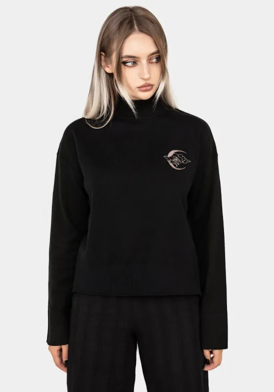 Lachrymose Embroidered Mock Neck Jumper sold by Disturbia