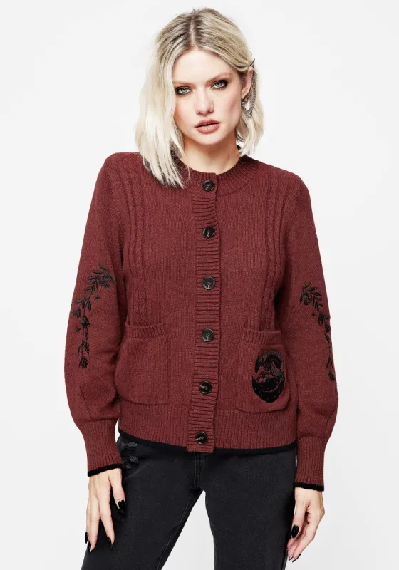 Foxfire Embroidered Cable Knit Cardigan sold by Disturbia