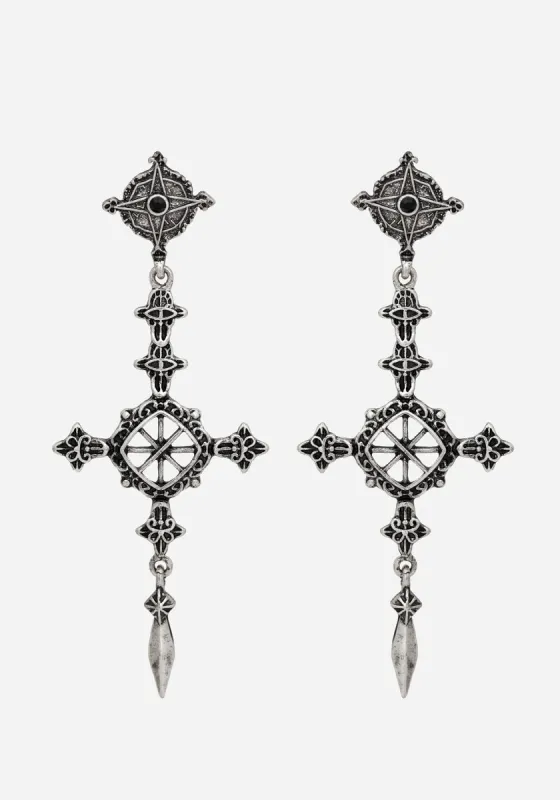 Ciara Cross Drop Earrings sold by Disturbia