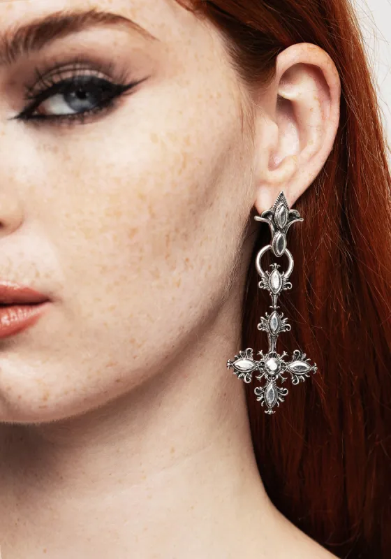 Edwina Cross Drop Earrings sold by Disturbia