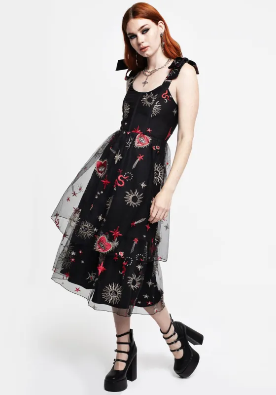 Bloodlust Embroidered Corset Midi Dress sold by Disturbia